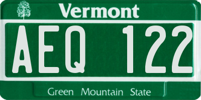 VT license plate AEQ122