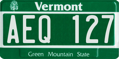 VT license plate AEQ127