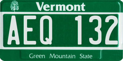 VT license plate AEQ132