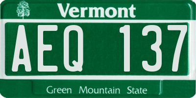 VT license plate AEQ137