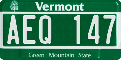 VT license plate AEQ147