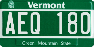 VT license plate AEQ180