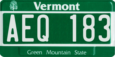 VT license plate AEQ183