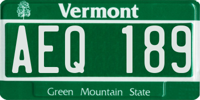 VT license plate AEQ189