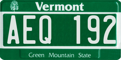 VT license plate AEQ192