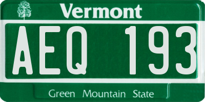 VT license plate AEQ193