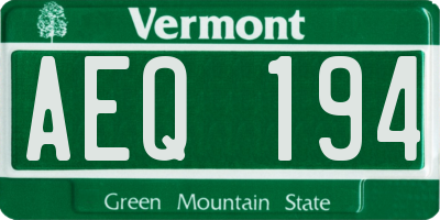 VT license plate AEQ194