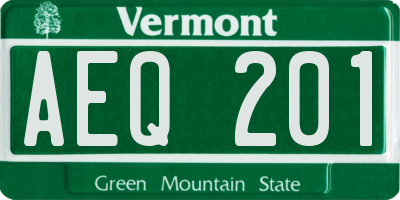 VT license plate AEQ201