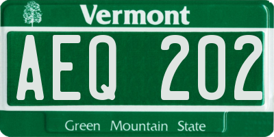 VT license plate AEQ202