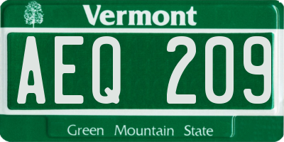 VT license plate AEQ209