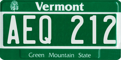 VT license plate AEQ212