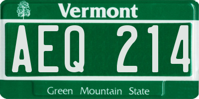 VT license plate AEQ214