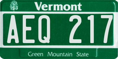 VT license plate AEQ217