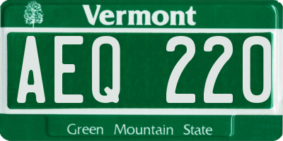VT license plate AEQ220