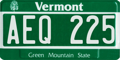 VT license plate AEQ225