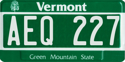 VT license plate AEQ227