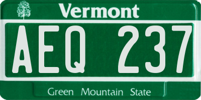VT license plate AEQ237