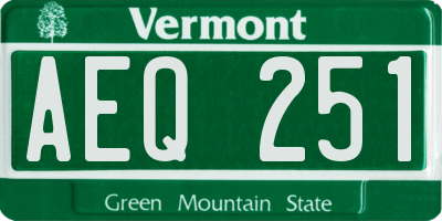 VT license plate AEQ251