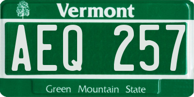 VT license plate AEQ257