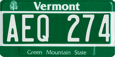 VT license plate AEQ274