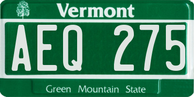 VT license plate AEQ275