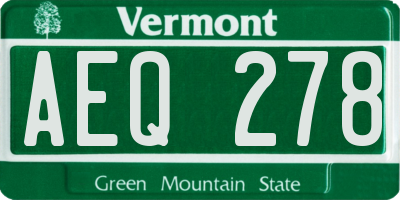 VT license plate AEQ278
