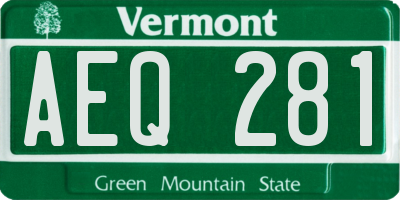 VT license plate AEQ281