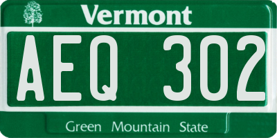 VT license plate AEQ302