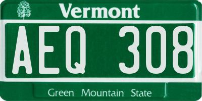 VT license plate AEQ308