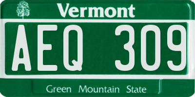 VT license plate AEQ309
