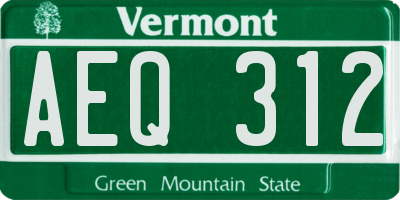 VT license plate AEQ312