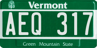 VT license plate AEQ317