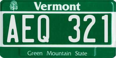 VT license plate AEQ321