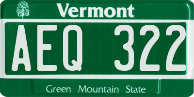VT license plate AEQ322