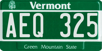 VT license plate AEQ325