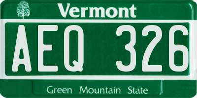 VT license plate AEQ326