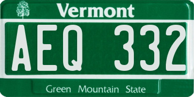 VT license plate AEQ332