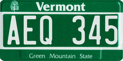 VT license plate AEQ345