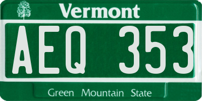 VT license plate AEQ353