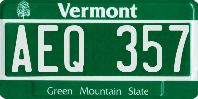 VT license plate AEQ357