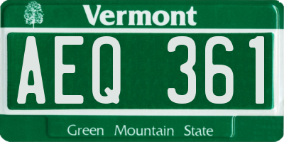 VT license plate AEQ361
