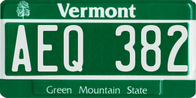 VT license plate AEQ382