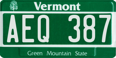 VT license plate AEQ387
