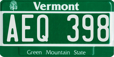 VT license plate AEQ398