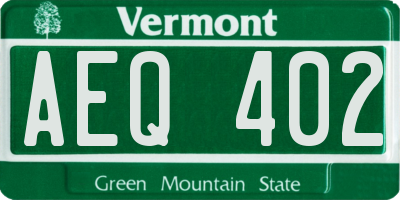 VT license plate AEQ402