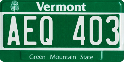 VT license plate AEQ403