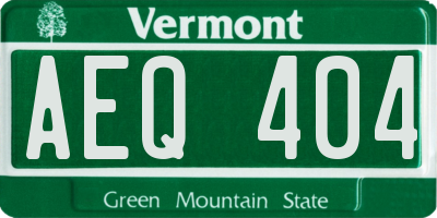 VT license plate AEQ404