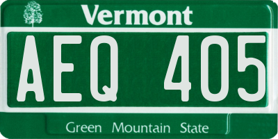 VT license plate AEQ405