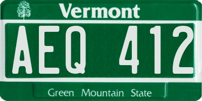VT license plate AEQ412