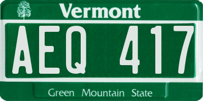 VT license plate AEQ417